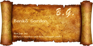 Benkő Gordon névjegykártya